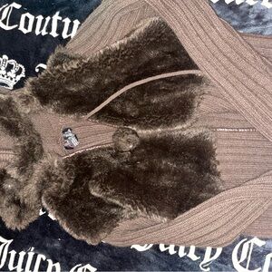 Brown Zipup Slim fit Jacket with Faux Fur